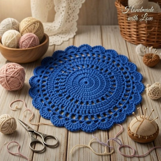 Silk Crochet Coaster Pattern PDF + Video – Elegant Round Motif
