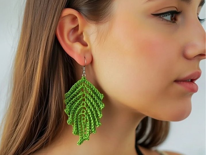 Crochet Leaf Earrings Pattern • Boho Jewelry PDF + Video Tutorial