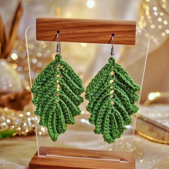 Crochet Leaf Earrings Pattern • Boho Jewelry PDF + Video Tutorial