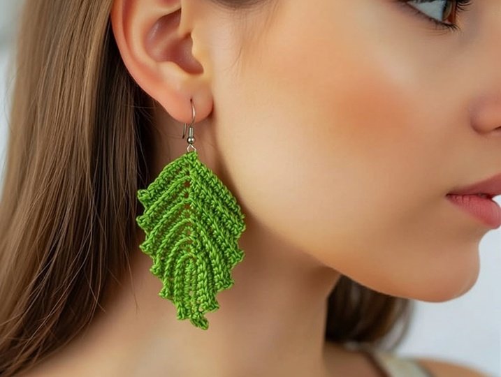 Crochet Leaf Earrings Pattern • Boho Jewelry PDF + Video Tutorial