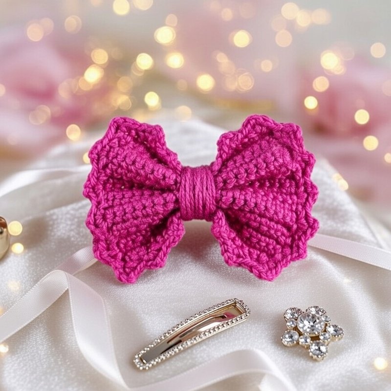 Crochet Bow Pattern PDF with Photo Tutorial & Video Tutorial