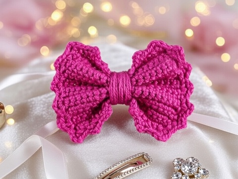 Crochet Bow Pattern PDF with Photo Tutorial & Video Tutorial