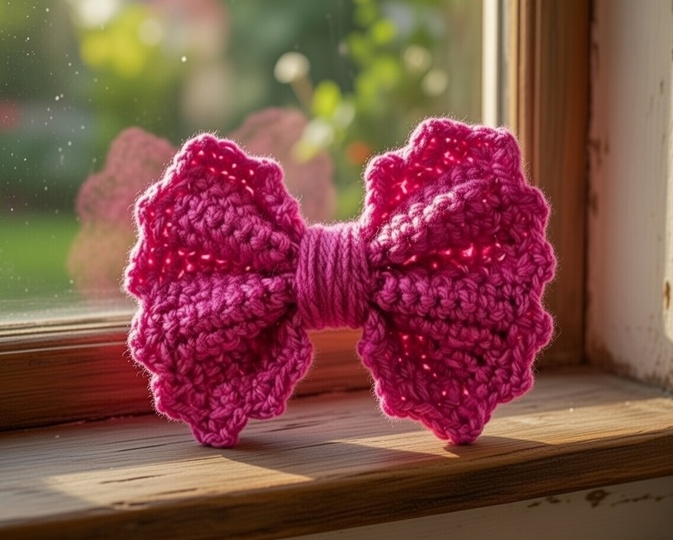 Crochet Bow Pattern PDF with Photo Tutorial & Video Tutorial