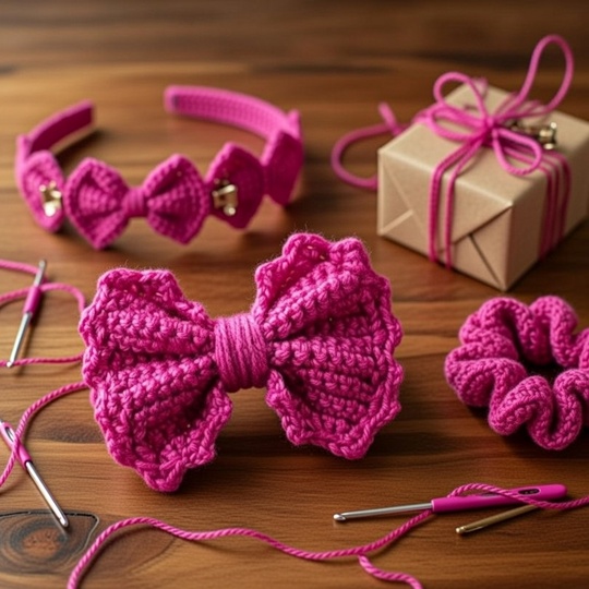 Crochet Bow Pattern PDF with Photo Tutorial & Video Tutorial