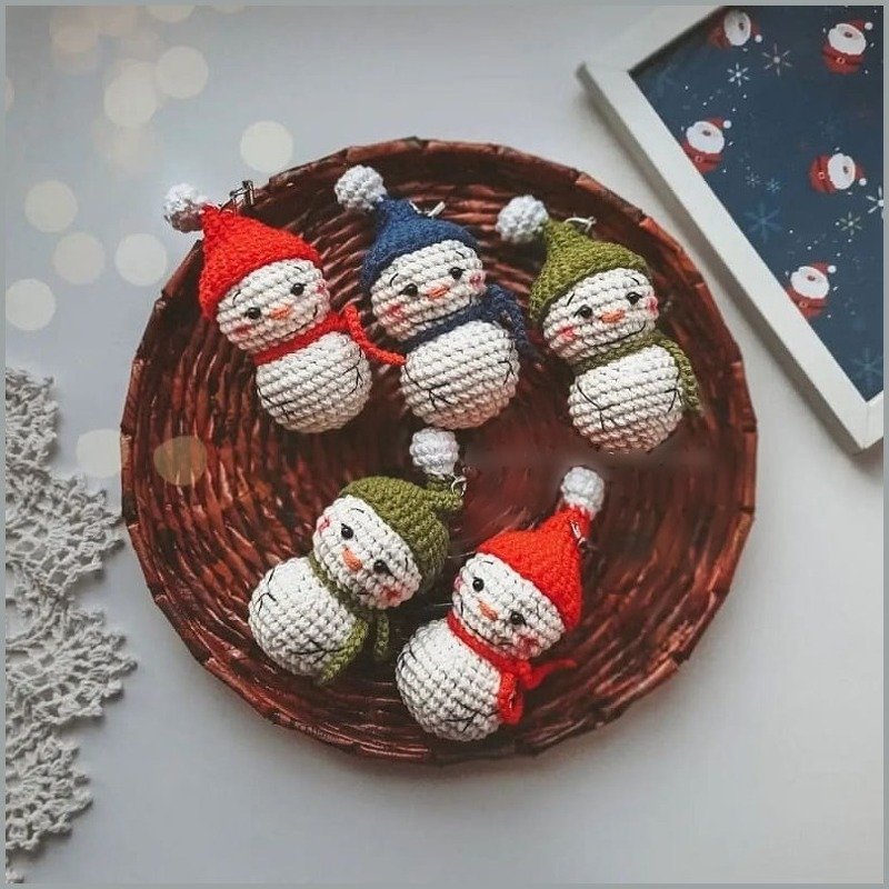 Schneemann Amigurumi Spielzeug Weihnachten Häkeln Garn Dekoration Winter