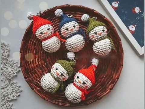 Schneemann Amigurumi Spielzeug Weihnachten Häkeln Garn Dekoration Winter
