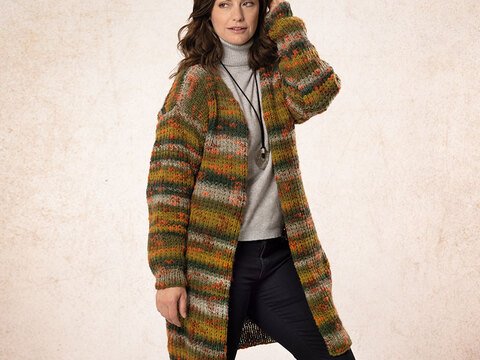 Strickanleitung Damenlongjacke "Corvara" 763055