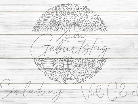 Single Line Geburtstag Plotterdatei SVG DXF FCM
