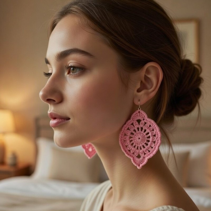 Crochet Leaf Earrings Pattern – PDF Download + Video Tutorial - Image 6