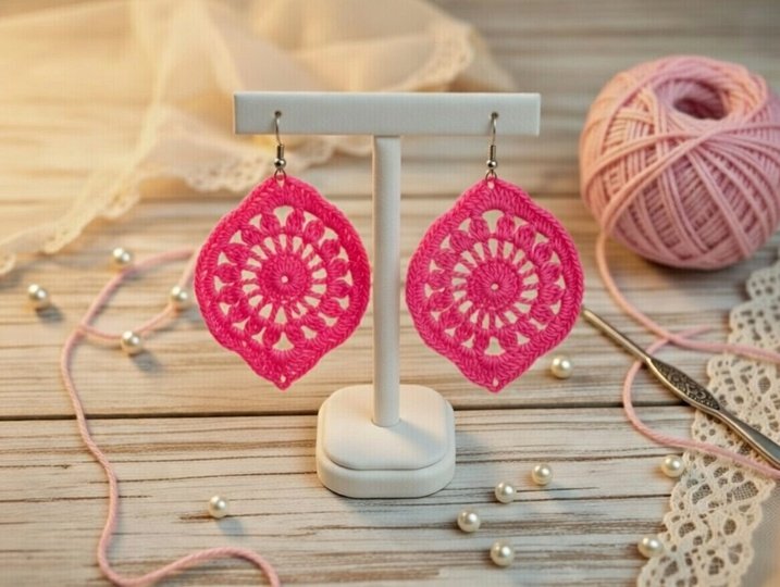 Crochet Leaf Earrings Pattern – PDF Download + Video Tutorial