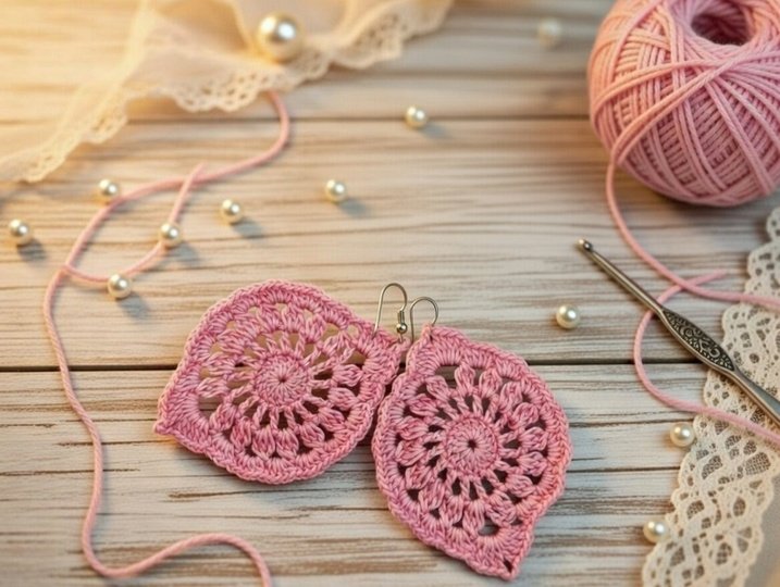 Crochet Leaf Earrings Pattern – PDF Download + Video Tutorial