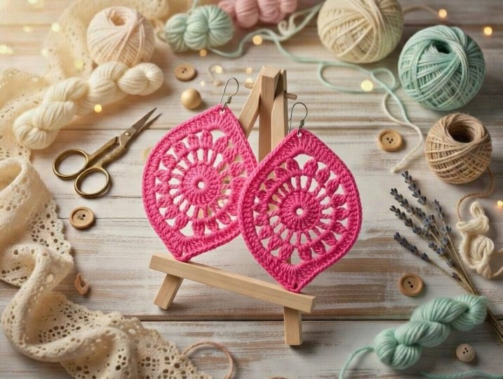 Crochet Leaf Earrings Pattern – PDF Download + Video Tutorial