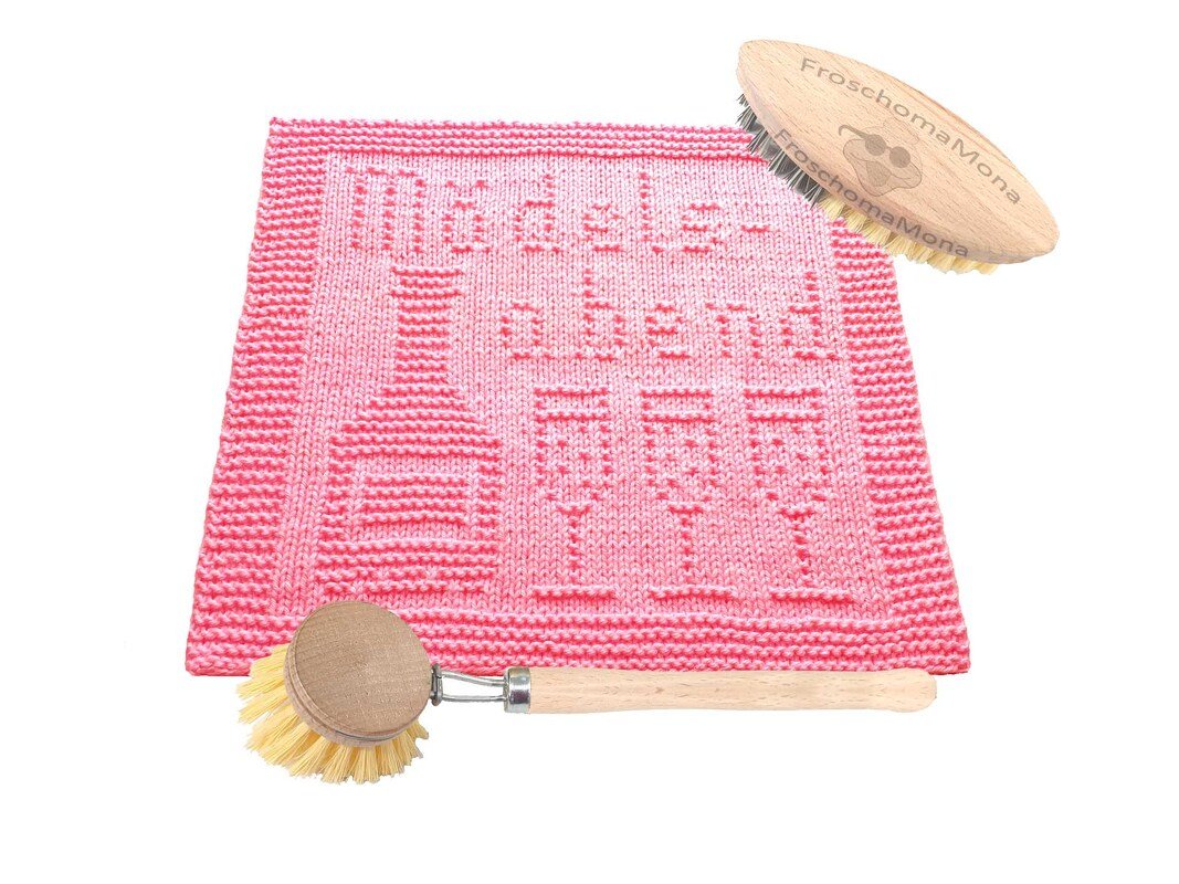 Strickmotiv Deckchen „ Mädelsabend “ Spüli Spültuch Waschlappen Anleitung - Bild 3