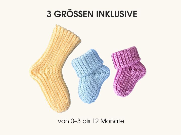 Häkelanleitung Babysocken – Rippenstruktur – 3 Größen