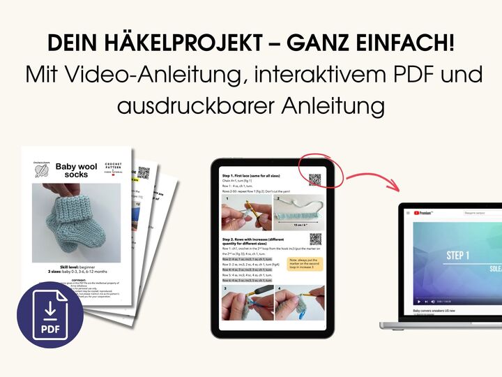 Häkelanleitung Babysocken – Rippenstruktur – 3 Größen