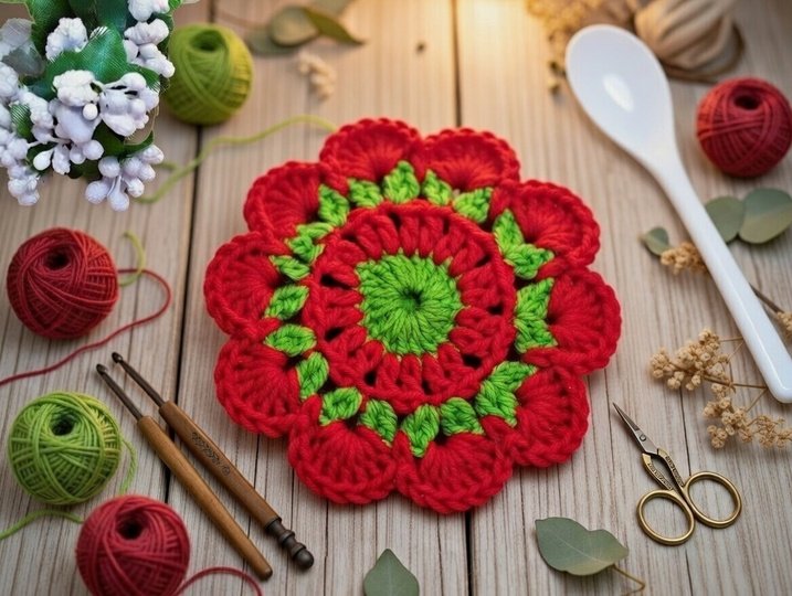 Crochet Round Coaster Pattern • Granny Motif PDF + Video Tutorial