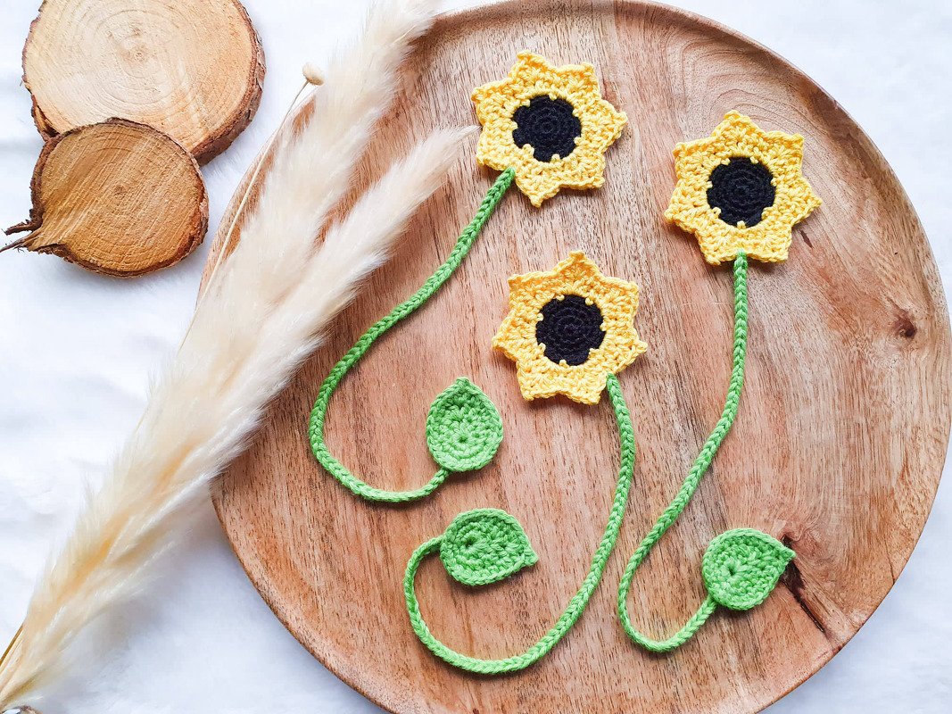 Häkelanleitung für Lesezeichen ,,Sonnenblume"