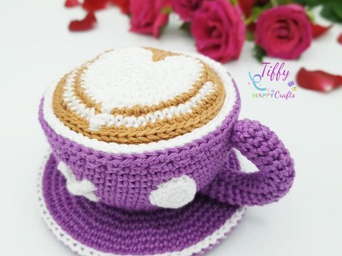 Cappuccino XO-Tasse mit Herz Latte Art Häkelanleitung PDF