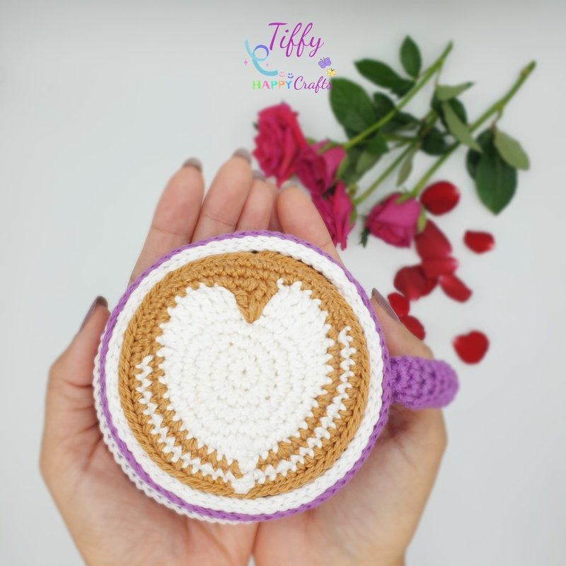 Cappuccino XO Cup With Latte Art Heart Crochet Pattern PDF - Image 2