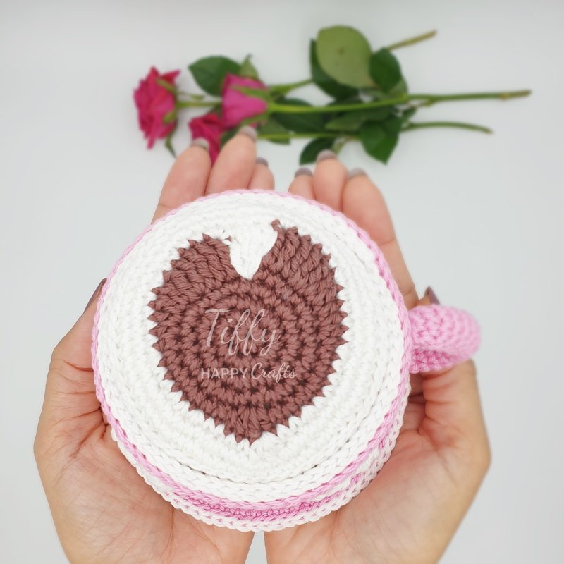 Hot Cacoa Cup With Heart Latte Art Crochet PATTERN PDF - Image 2