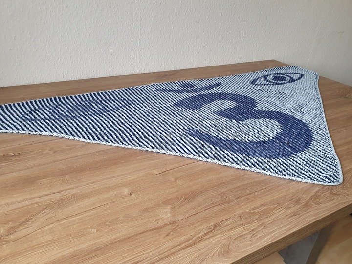 Drittes Auge, Schattenstricken, Illusionsstricken, Motivtuch