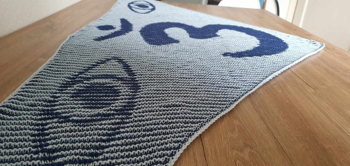 Drittes Auge, Schattenstricken, Illusionsstricken, Motivtuch