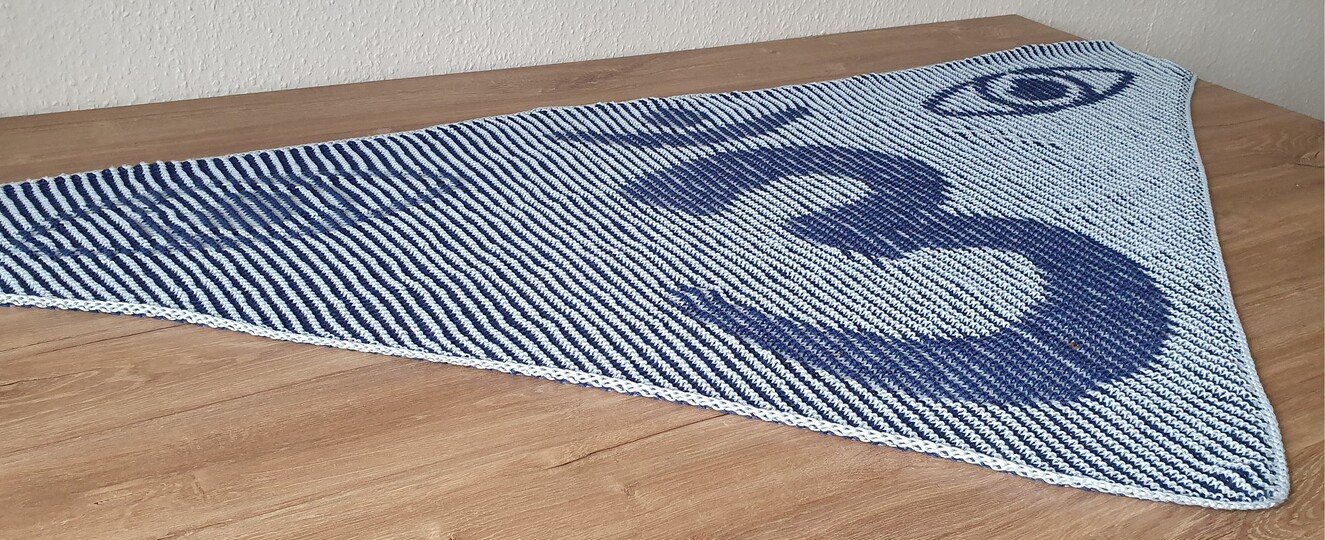 Drittes Auge, Schattenstricken, Illusionsstricken, Motivtuch