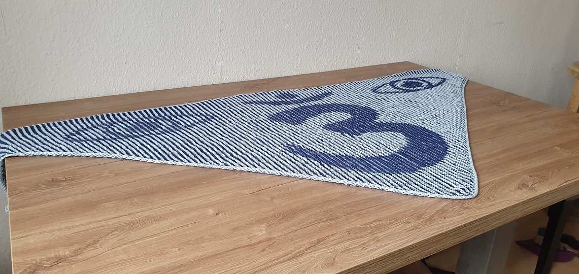 Drittes Auge, Schattenstricken, Illusionsstricken, Motivtuch