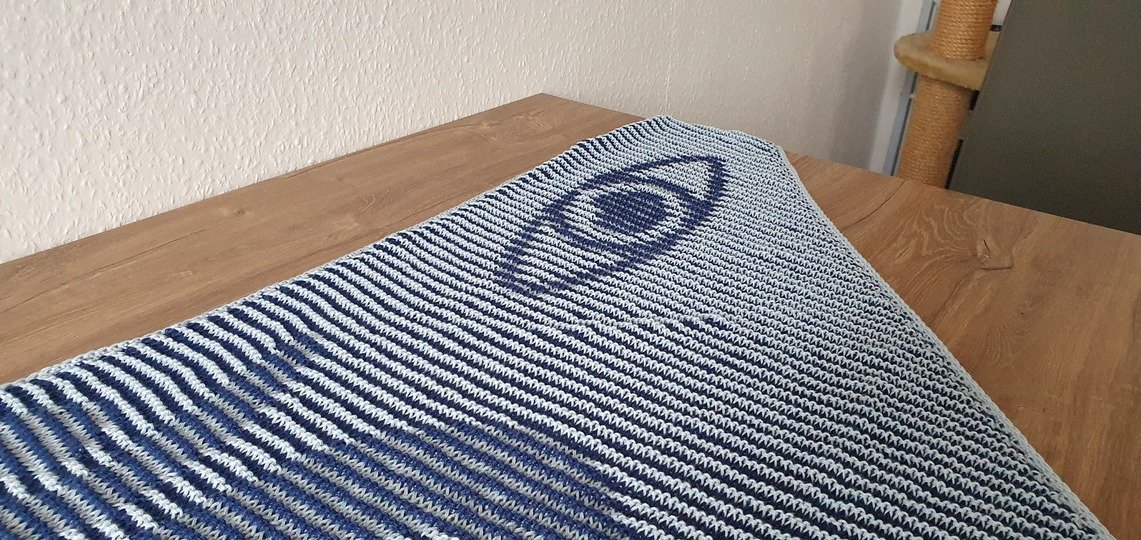 Drittes Auge, Schattenstricken, Illusionsstricken, Motivtuch