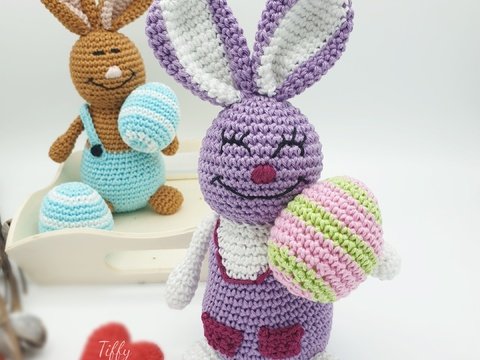 Süßer Hase Mädchen & Junge mit Osterei | Osterhasen Häkelanleitung PDF