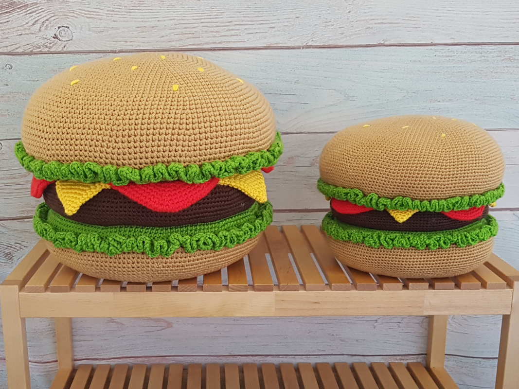 Crochet pattern hamburger cushion hamburger pillow