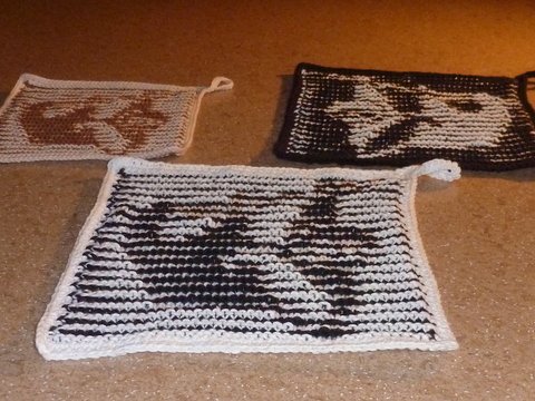 Faultier - Topf- oder Spüllappen in Schattenstricktechnik