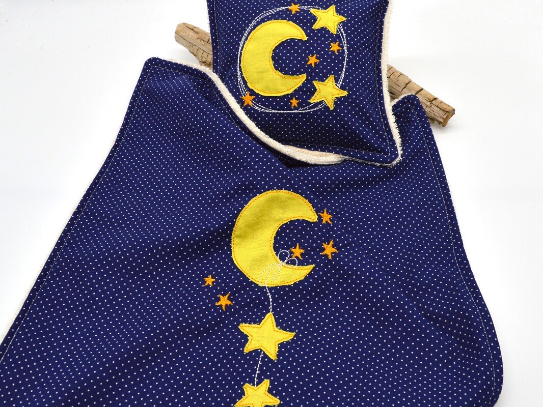 Stickdatei Mond Sterne doodle Applikation SET