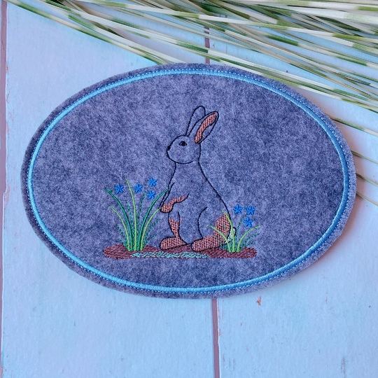 Stickdatei Hase mit Stabstickdatei SET