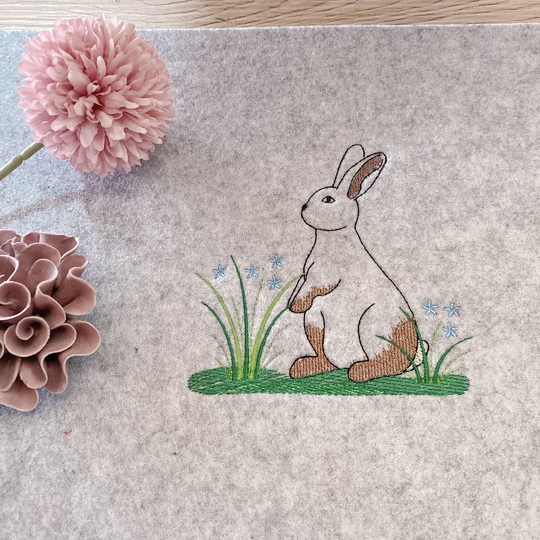 Stickdatei Hase mit Stabstickdatei SET