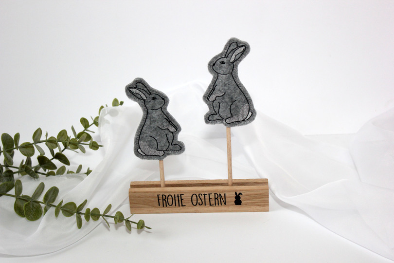 Stickdatei Hase mit Stabstickdatei SET