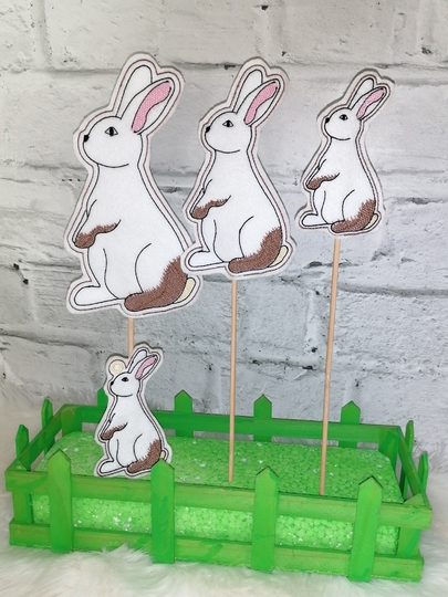 Stickdatei Hase mit Stabstickdatei SET