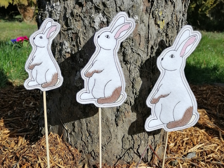 Stickdatei Hase mit Stabstickdatei SET