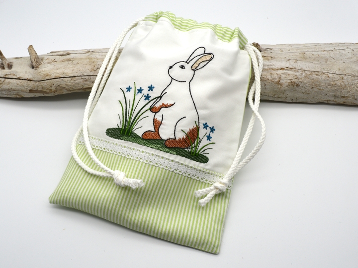 Stickdatei Hase mit Stabstickdatei SET