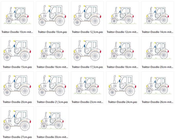 Doodle Traktor Stickdatei