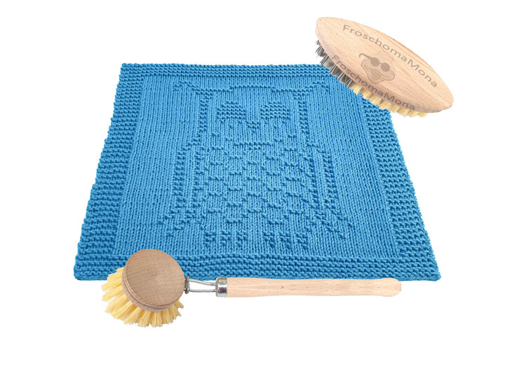 Strickmotiv „ Eule schläft “ für Deckchen Spültuch Waschlappen Anleitung