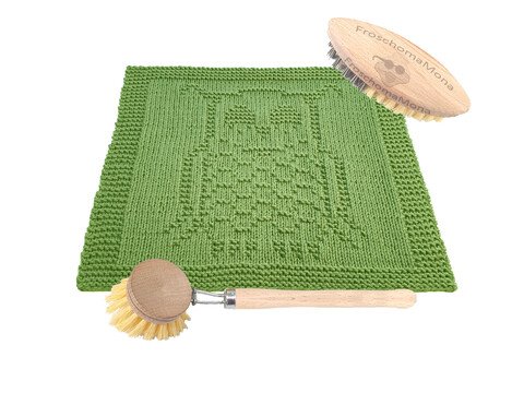 Strickmotiv „ Eule schläft “ für Deckchen Spültuch Waschlappen Anleitung