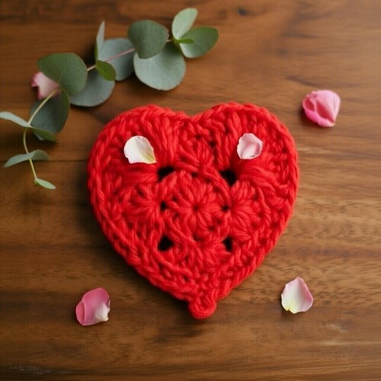 Crochet Heart Coaster Pattern | Granny Square PDF + Video Tutorial