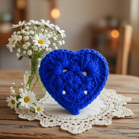 Crochet Heart Coaster Pattern | Granny Square PDF + Video Tutorial