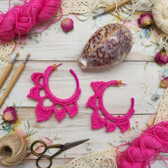 Crochet Hoop Earrings PDF + Video Tutorial in English Only