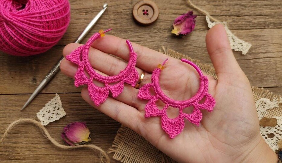 Crochet Hoop Earrings PDF + Video Tutorial in English Only