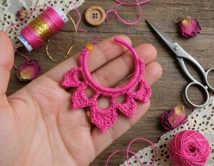 Crochet Hoop Earrings PDF + Video Tutorial in English Only