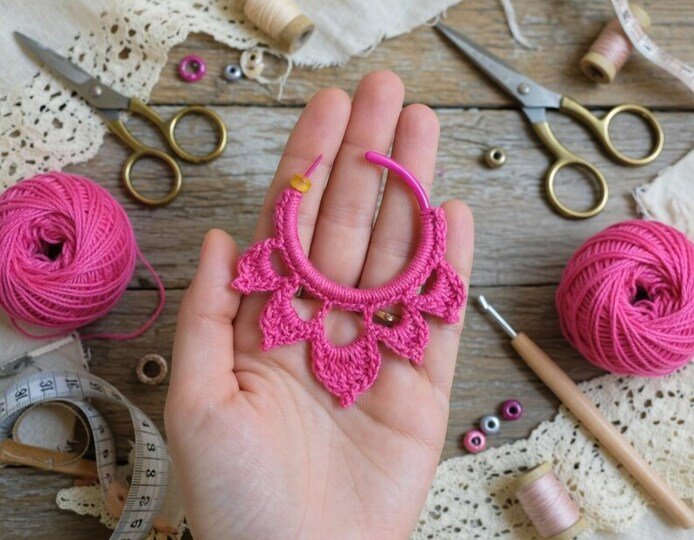 Crochet Hoop Earrings PDF + Video Tutorial in English Only