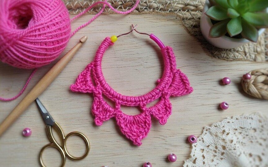 Crochet Hoop Earrings PDF + Video Tutorial in English Only