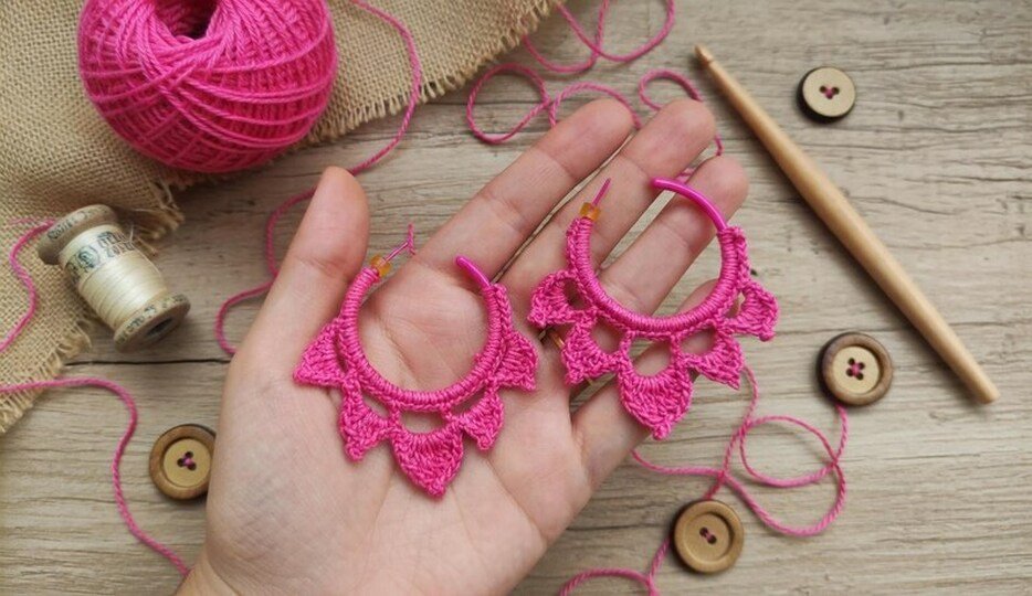 Crochet Hoop Earrings PDF + Video Tutorial in English Only